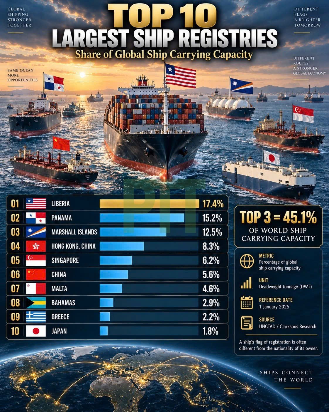 TOP 10 LARGEST SHIP REGISTRIES IN THE WORLD