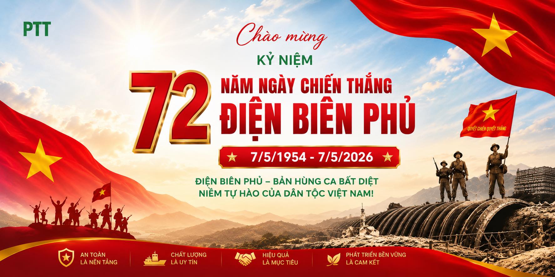 PVTRANS PTT – TỰ HÀO KỶ NIỆM 72 NĂM CHIẾN THẮNG ĐIỆN BIÊN PHỦ (07/5/1954 – 07/5/2026)