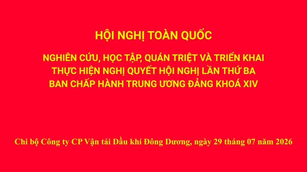 Slide màn hình Hội nghị quán triệt Nghị quyết Trung ương 3 khóa XIV tại Chi bộ PVTrans-PTT