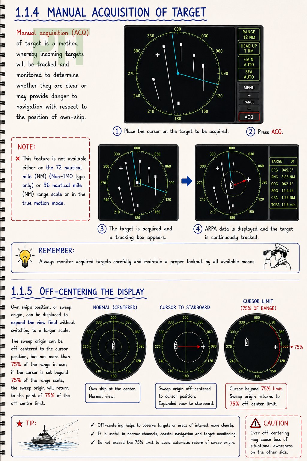 RADAR / ARPA: Manual Target Acquisition & Off-Centering
